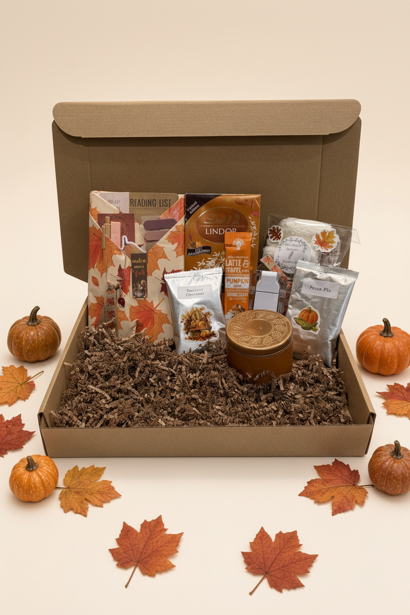 Fall Blind Date with a Book Pumpkin Spice Romance Gift Box - Pinterest ready 2:3 vertical