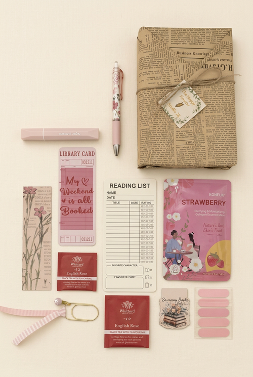 Editorial Blind Date With a Book contents flat-lay