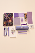 Purple Floral Spiral Notebook Collection - Pinterest styled flatlay